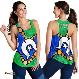 Torres Strait Islands Women's Racerback Tank Flag with Aboriginal Patterns
