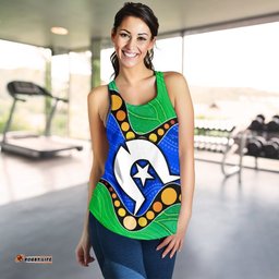 Torres Strait Islands Women's Racerback Tank Flag with Aboriginal Patterns