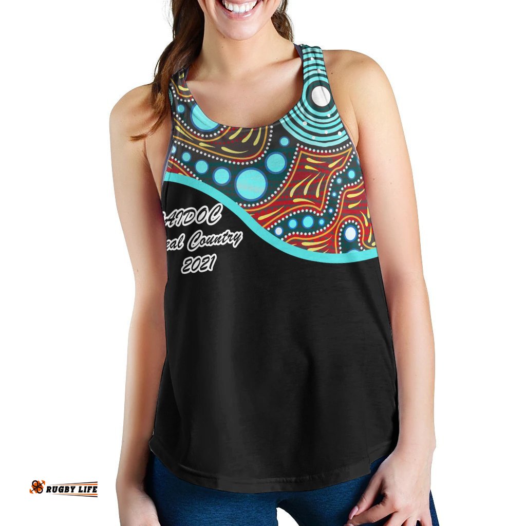 Naidoc 2021 Women's Racerback Tank Heal Country