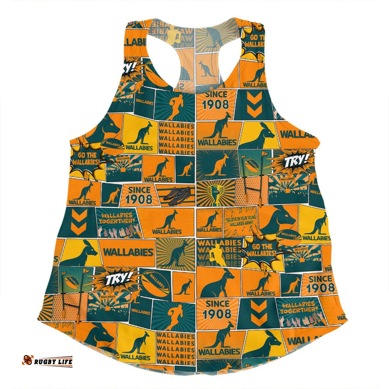 Australia Wallabies Women Racerback Singlet - Team Of Us Die Hard Fan Supporters Comic Style Women Racerback Singlet