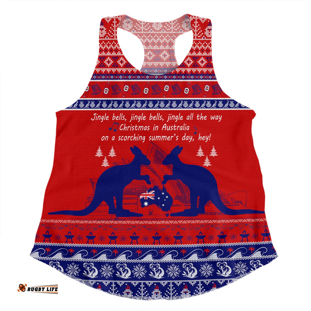 Australian Christmas Carol Christmas Women Racerback Singlet - Jingle Bells Ugly Style Women Racerback Singlet