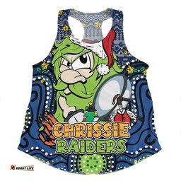 Canberra Raiders Christmas Custom Women Racerback Singlet - Christmas Knit Patterns Vintage Jersey Ugly Women Racerback Singlet
