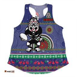 New Zealand Warriors Christmas Custom Women Racerback Singlet - Ugly Xmas And Aboriginal Patterns For Die Hard Fan Women Racerback Singlet