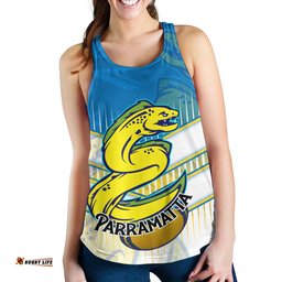 Parramatta Eels Women Racerback Tank - Parramatta Eels Mascot With Australia Flag