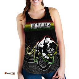 Custom Personalised Black Panthers Rugby League Aboriginal Women Tank Top