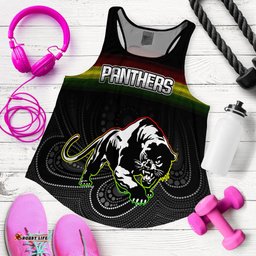 Custom Personalised Black Panthers Rugby League Aboriginal Women Tank Top