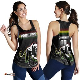 Custom Personalised Black Panthers Rugby League Aboriginal Women Tank Top