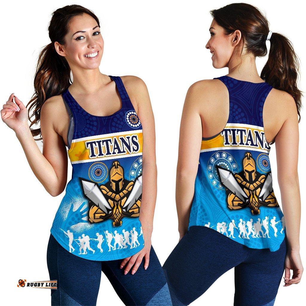 Gold Coast Women Racerback Tank Titans Gladiator Anzac Day 2021 Version Indigenous