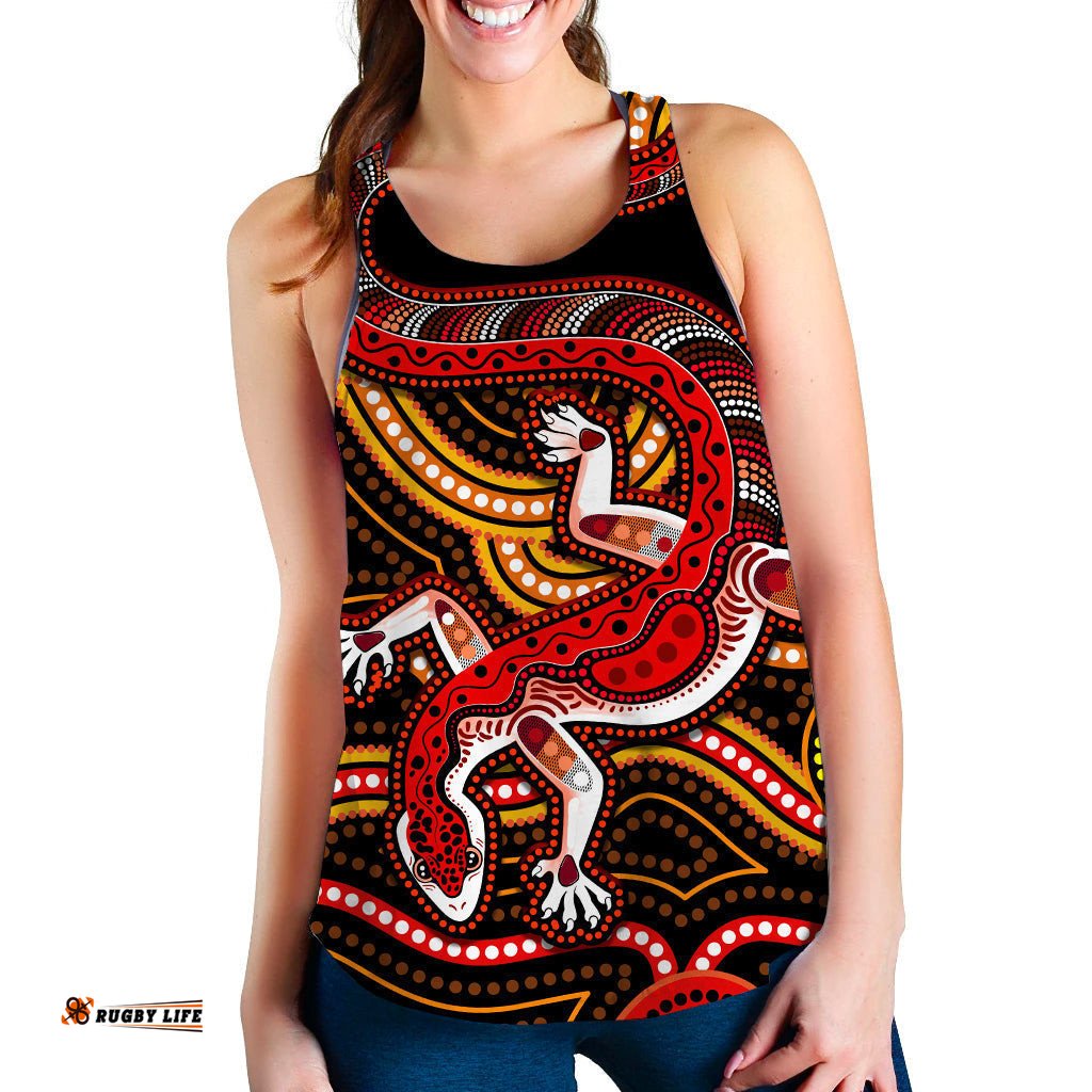 Aboriginal Art Lizard Women Racerback Tank You Are Number One