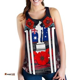 Racerback Tank Anzac Day Tank Top Poppy Flowerss Dot Painting Women