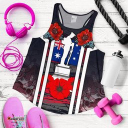Racerback Tank Anzac Day Tank Top Poppy Flowerss Dot Painting Women