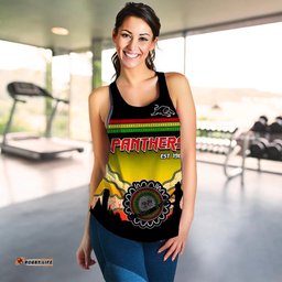 Custom Personalised Panthers Women Racerback Tank Go The Mighty Penrith Aboriginal