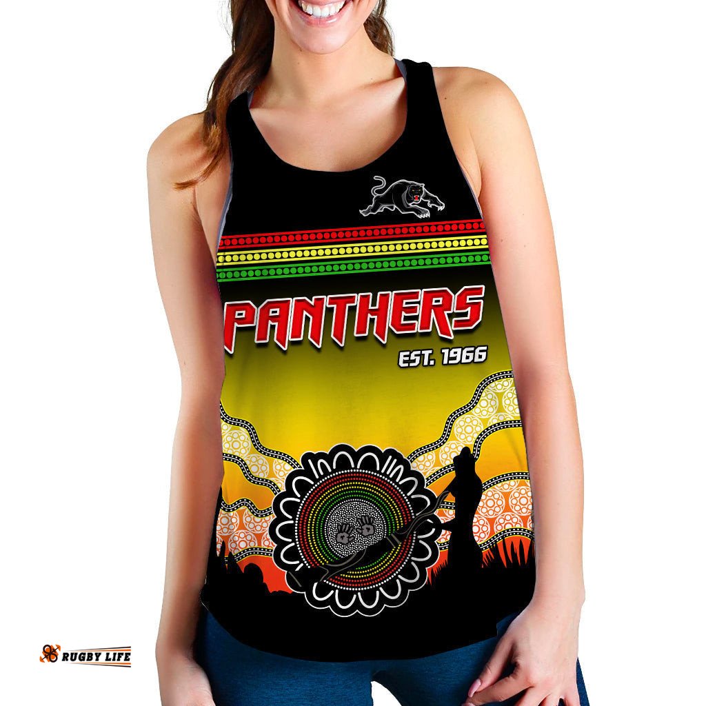 Custom Personalised Panthers Women Racerback Tank Go The Mighty Penrith Aboriginal