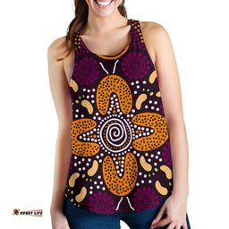 Aboriginal Women's Racerback Tank Flowers Dot Panting Art