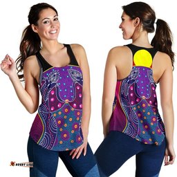 Australia Women Racerback Tank - Aboriginal Inspired Sublimation Dot Pattern Style Violet