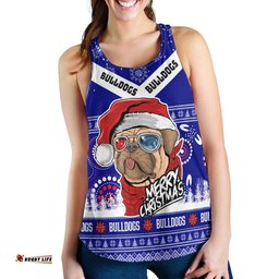 Canterbury-Bankstown Bulldogs Women Racerback Tank - Canterbury-Bankstown Bulldogs Ugly Christmas And Aboriginal Patterns Women Racerback Tank