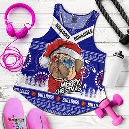 Canterbury-Bankstown Bulldogs Women Racerback Tank - Canterbury-Bankstown Bulldogs Ugly Christmas And Aboriginal Patterns Women Racerback Tank