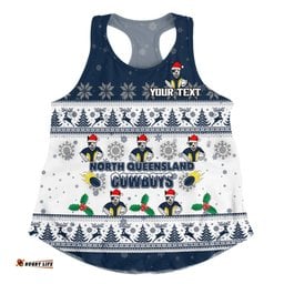North Queensland Cowboys Christmas Custom Women Racerback Singlet - Special Ugly Christmas Women Racerback Singlet