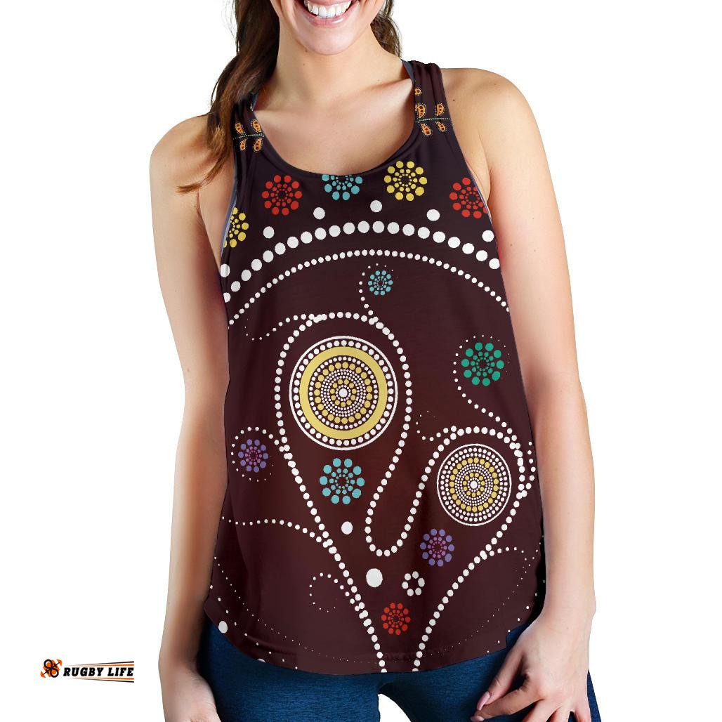 Racerback Tank Aboriginal Dot Painting Top Tank Tree Women