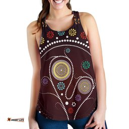 Racerback Tank Aboriginal Dot Painting Top Tank Tree Women