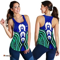 Torres Strait Personalised Women's Racerback Tank Torres Strait Symbol And Aboriginal Patterns