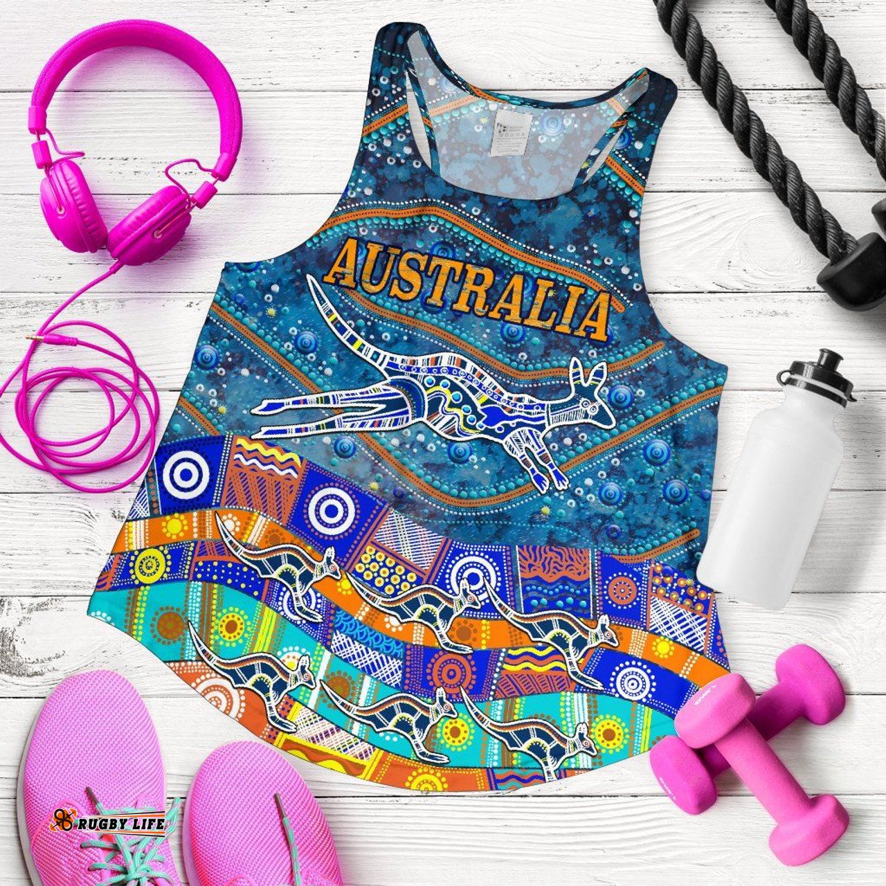 Australia Women Racerback Tank - Kangaroo Dreaming