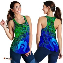 Custom Australia Aboriginal Inspired Women Racerback Tank  - Torres Strait Islands Flag