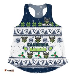 Canberra Raiders Christmas Custom Women Racerback Singlet - Special Ugly Christmas Women Racerback Singlet