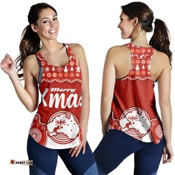 Australia Christmas Vibe With Symbol Aboriginal Dot Painting Style Women Racerback Tank