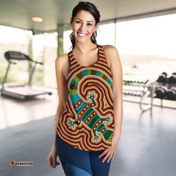 Aboriginal Women's Racerback Tank Lizard Dot Painting Patterns