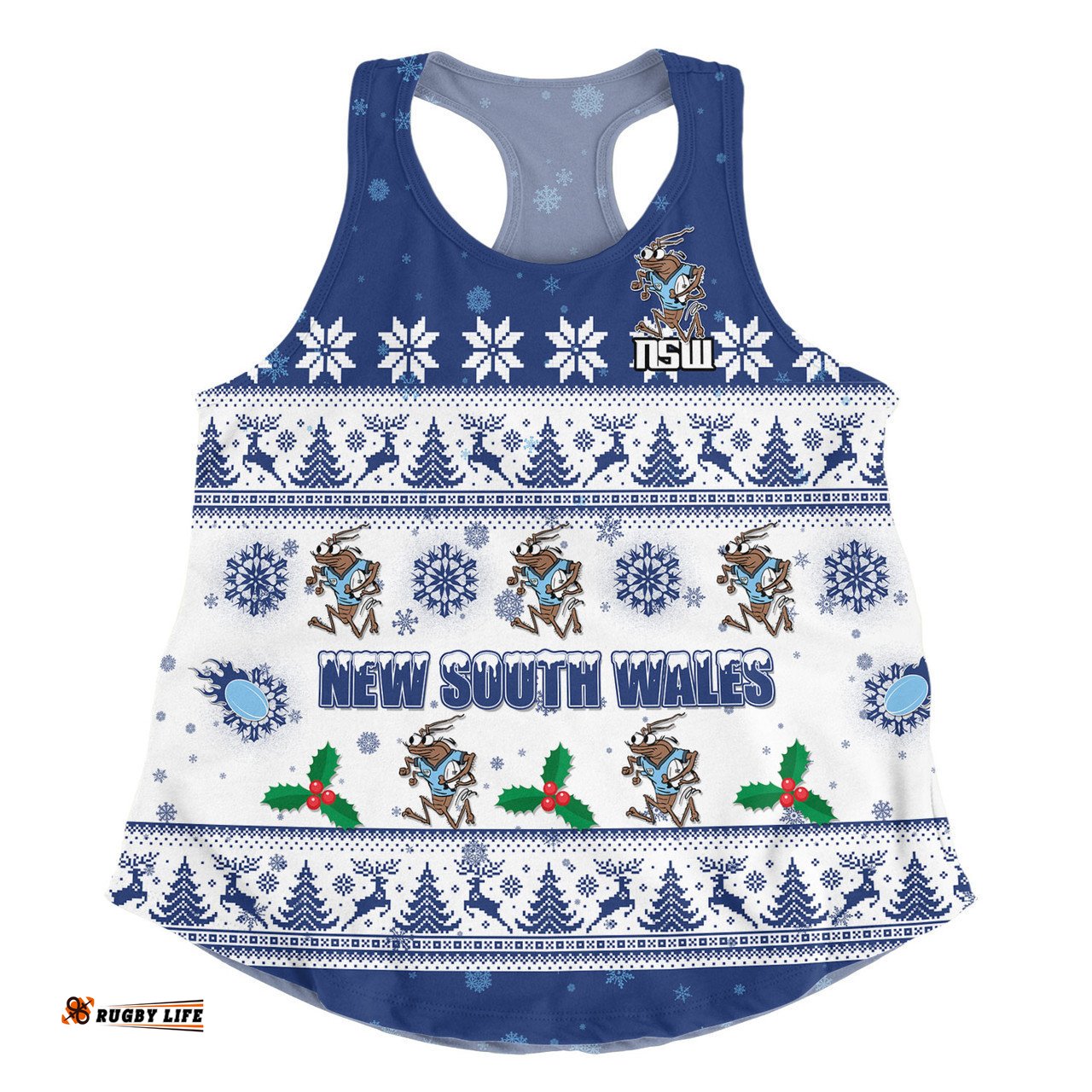 New South Wales Cockroaches Christmas Custom Women Racerback Singlet - Special Ugly Christmas Women Racerback Singlet