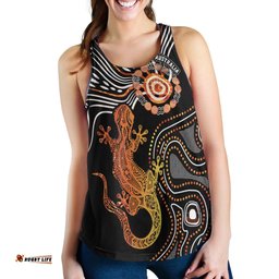 Aboriginal Women's Racerback Tank Lizard Sunshine