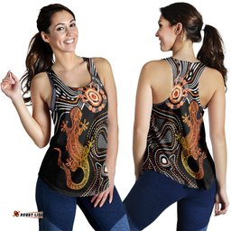 Aboriginal Women's Racerback Tank Lizard Sunshine