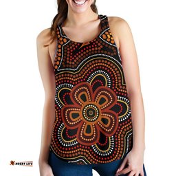 ABoriginal Women's Racerback Tank Aboriginal Dot Painting Flowers Style Ver02