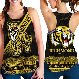 Richmond Tigers Unique Winter Season Women Racerback Tank Tigers Merry Christmas