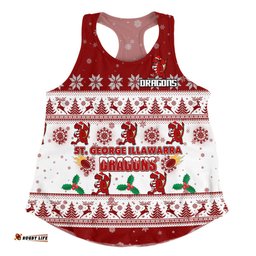 St. George Illawarra Dragons Christmas Custom Women Racerback Singlet - Special Ugly Christmas Women Racerback Singlet