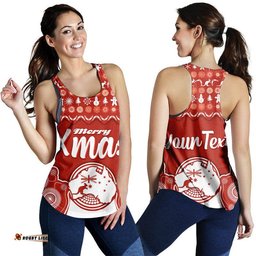 Custom Personalised Australia Christmas Vibe With Symbol Aboriginal Dot Painting Style Women Racerback Tank