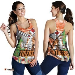 Wests Tigers Women Racerback Tank - Christmas Tree Wests Tigers Ball Women Racerback Tank