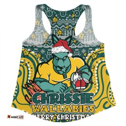 Australia Wallabies Christmas Custom Women Racerback Singlet - Christmas Knit Patterns Vintage Jersey Ugly Women Racerback Singlet