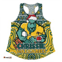 Australia Wallabies Christmas Custom Women Racerback Singlet - Christmas Knit Patterns Vintage Jersey Ugly Women Racerback Singlet