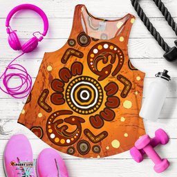 Aboriginal Women's Raceback Tank Baby Kangaroo And Dot Painting Patterns