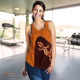 Aboriginal Women's Racerback Tank Lizard in Aboriginal Dreaming