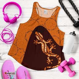 Aboriginal Women's Racerback Tank Lizard in Aboriginal Dreaming
