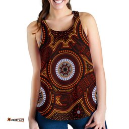 Aboriginal Women's Racerback Tank Aboriginal Human Dot Painting Art