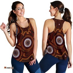 Aboriginal Women's Racerback Tank Aboriginal Human Dot Painting Art