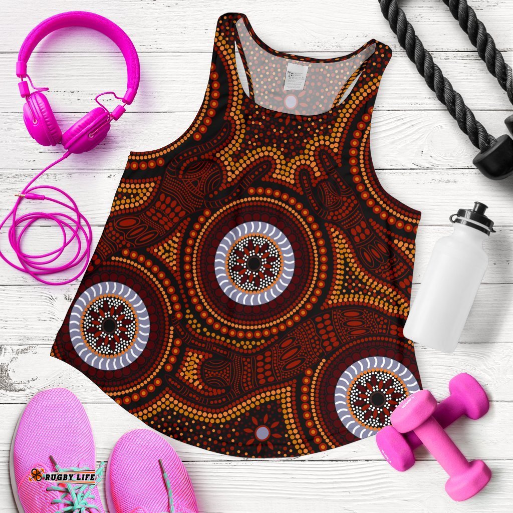 Aboriginal Women's Racerback Tank Aboriginal Human Dot Painting Art