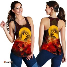 Aboriginal Women's Racerback Tank Indigenous Flag Hand Art