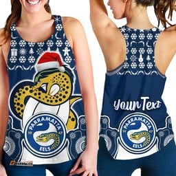 Custom Personalised Parramatta Eels Christmas Vibe With Aboriginal Dot Panting Style Women Racerback Tank