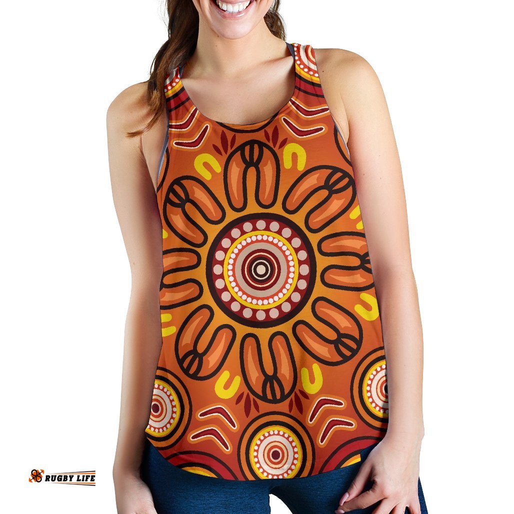 Aboriginal Women's Racerback Tank Circle Flowers Patterns VER01