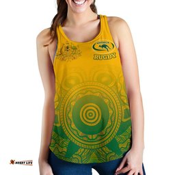 Aboriginal Women's Racerback Tank Australia Rugby and Coat Of Arms